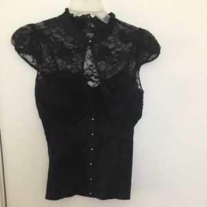 Nwot, OH YES, goth style , lace top- L